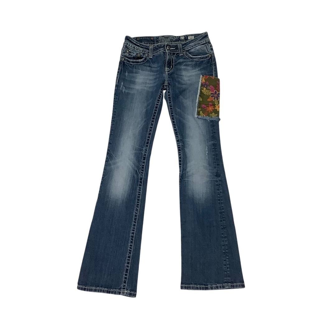 Miss Me Women’s Boot Cut Jeans Size 27 Blue Patch Pocket
